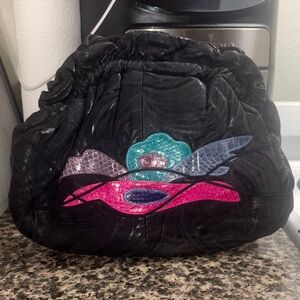 Elegant Black Clutch with Colorful Accents vintage